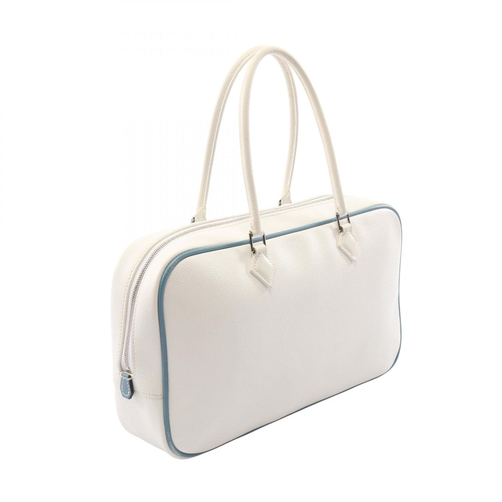Hermes Handbag Plume Elan White Blue Jean 28 — view 2