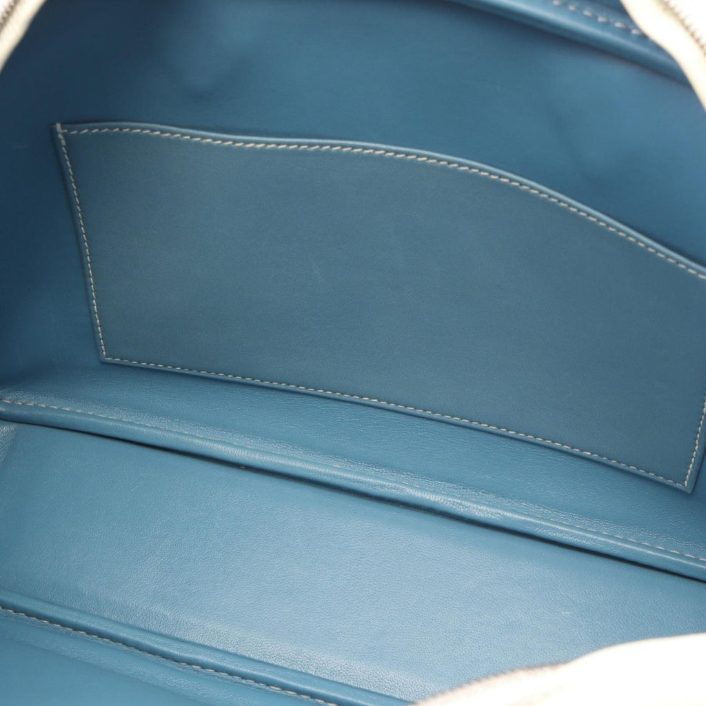 Hermes Handbag Plume Elan White Blue Jean 28 — view 6