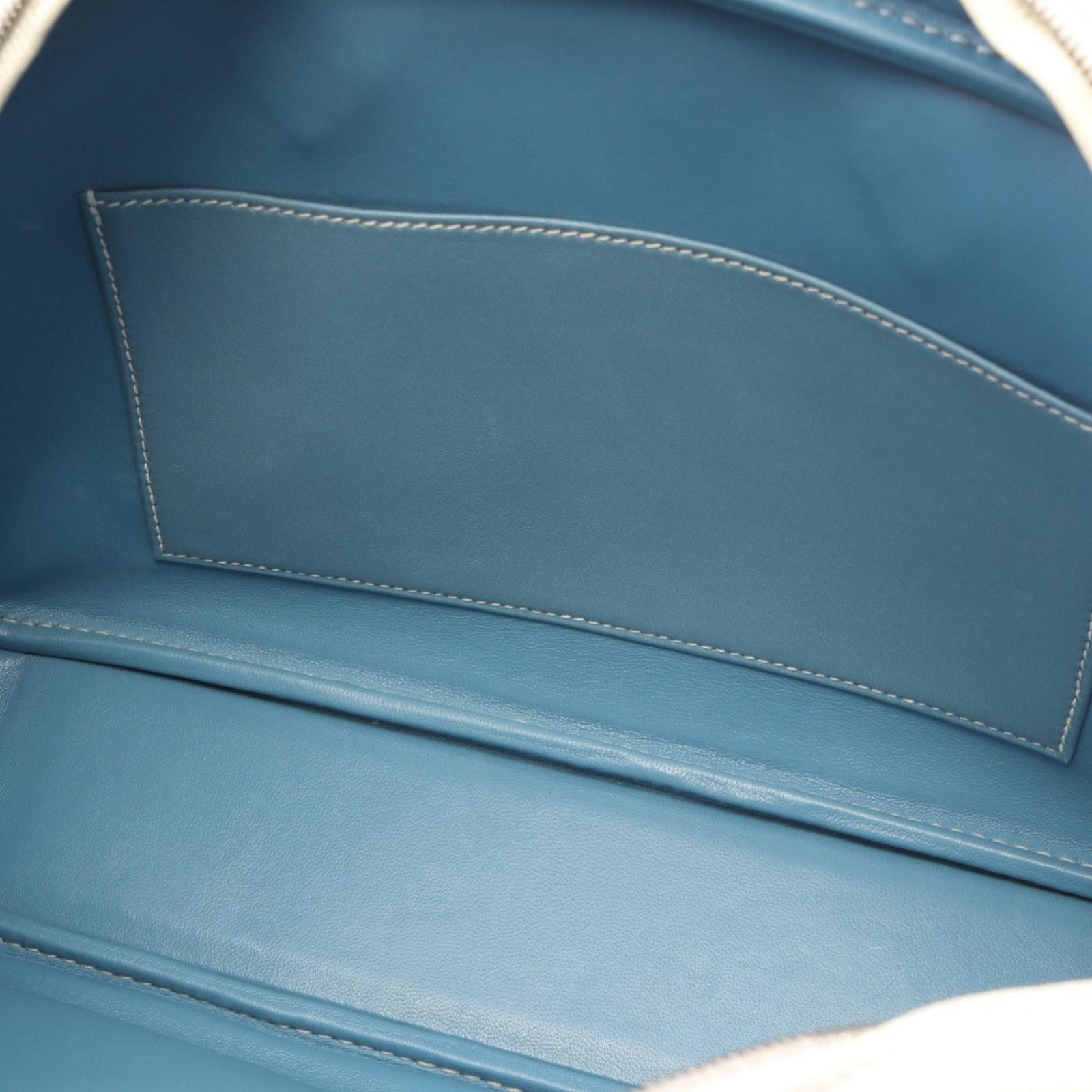 Hermes Handbag Plume Elan White Blue Jean 28 — view 6