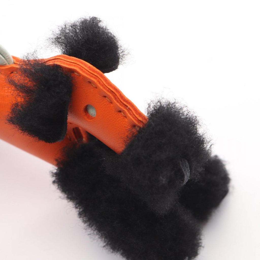 Hermes Charm Buddy Fu Vert Peppermint Fu Black Peppermi Shearling Keychain — view 5