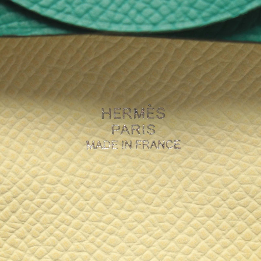 Hermes Coin Purse Bastia Verso Vert Vertigo Jaune Milton Leather — view 4