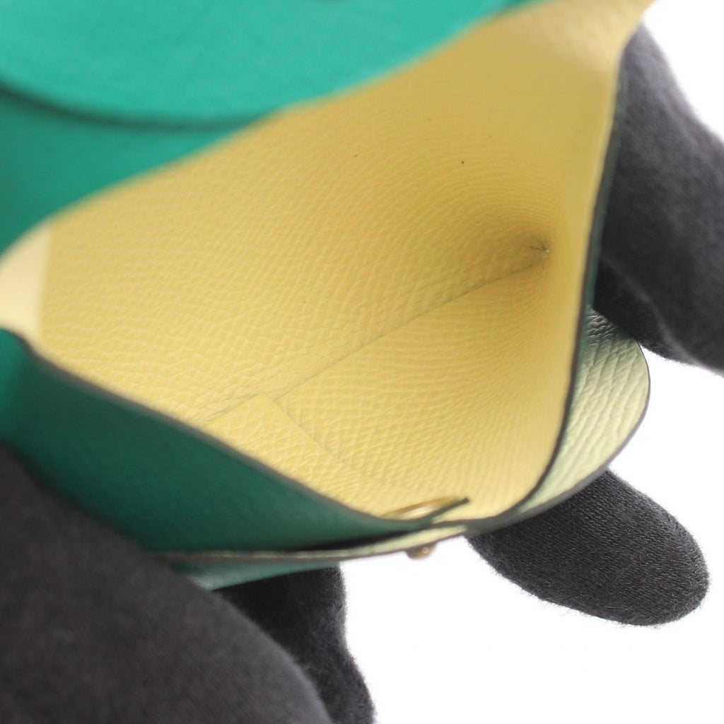 Hermes Coin Purse Bastia Verso Vert Vertigo Jaune Milton Leather — view 3
