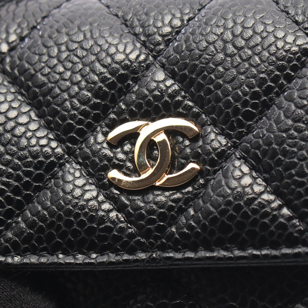 Chanel Card Case Quilted Black Caviar Leather — view 8