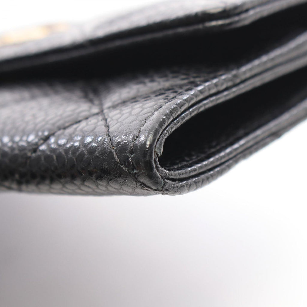 Chanel Card Case Quilted Black Caviar Leather — view 6