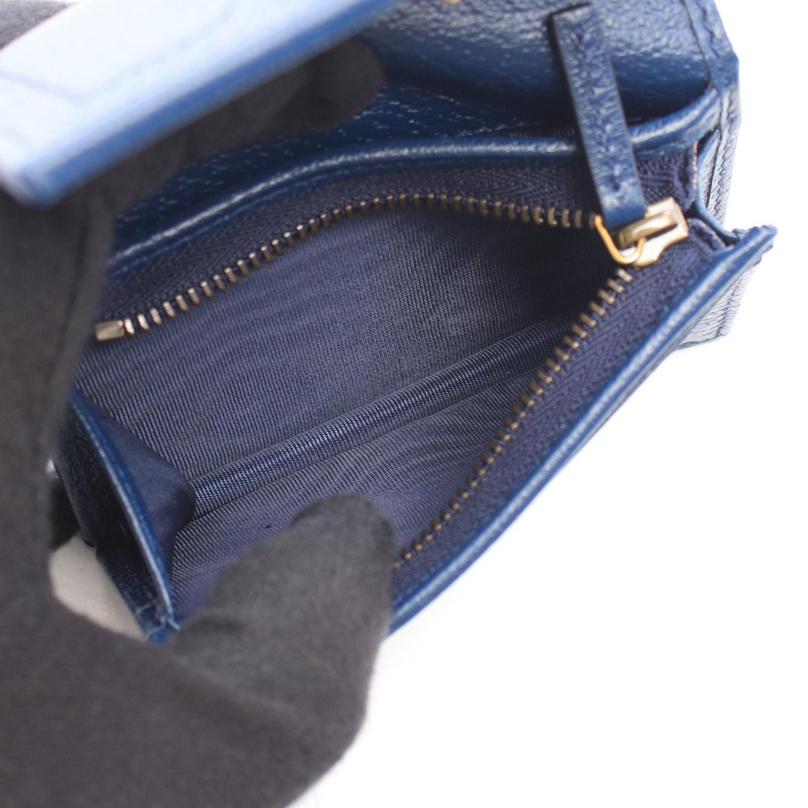 Gucci Bifold Wallet Double G Bamboo Blue Leather — view 4