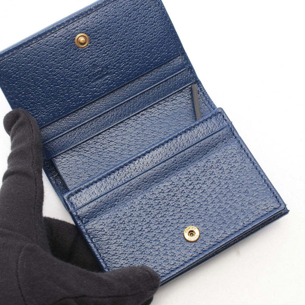 Gucci Bifold Wallet Double G Bamboo Blue Leather — view 3