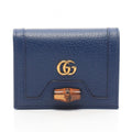 Gucci Bifold Wallet Double G Bamboo Blue Leather