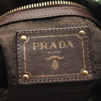 Prada Handbag Nylon Jacquard 2-Way Khaki Dark Brown Logo Tote — view 4