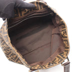 Fendi Tote Zucca Brown Black Canvas Leather Handbag — view 3