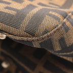 Fendi Tote Zucca Brown Black Canvas Leather Handbag — view 7