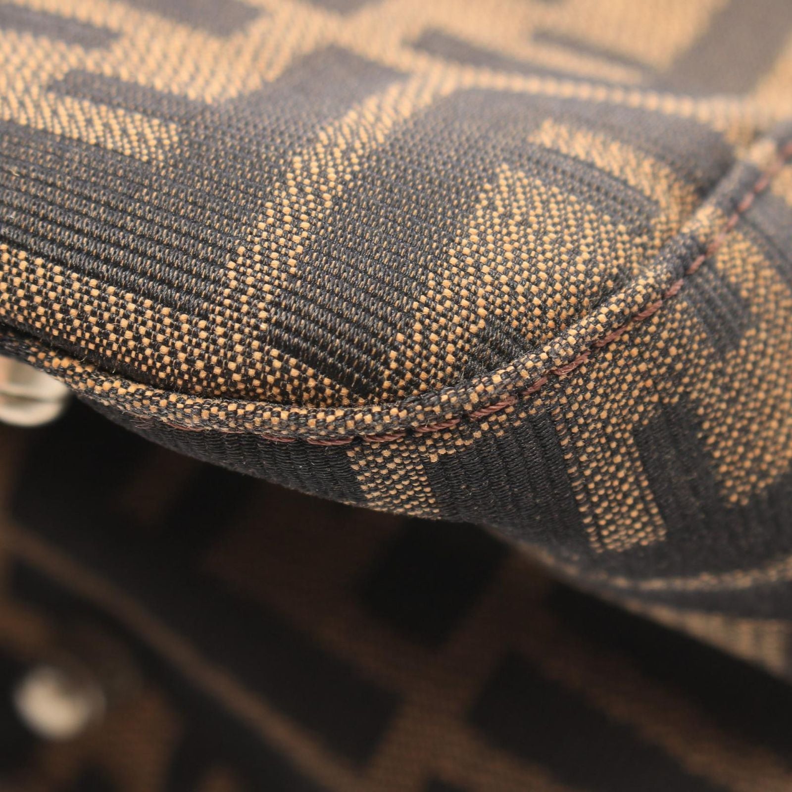 Fendi Tote Zucca Brown Black Canvas Leather Handbag — view 7