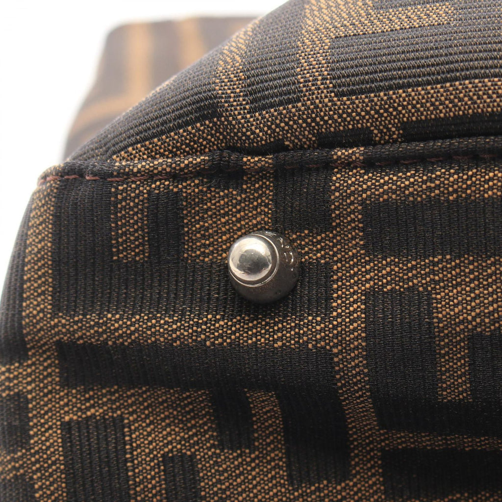 Fendi Tote Zucca Brown Black Canvas Leather Handbag — view 6
