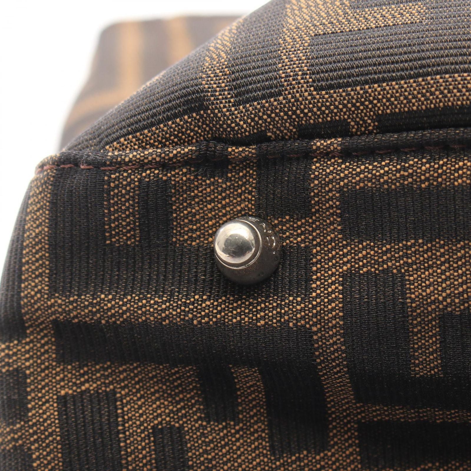 Fendi Tote Zucca Brown Black Canvas Leather Handbag — view 6