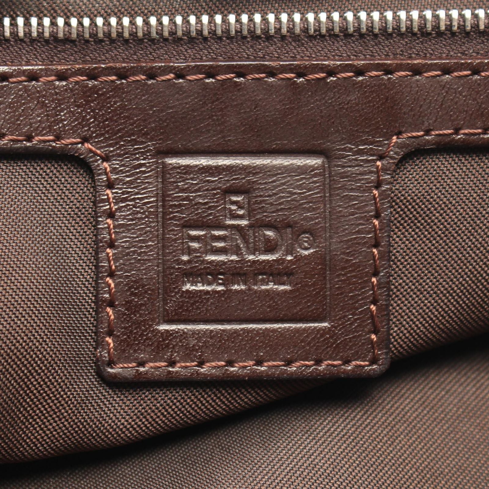 Fendi Tote Zucca Brown Black Canvas Leather Handbag — view 4