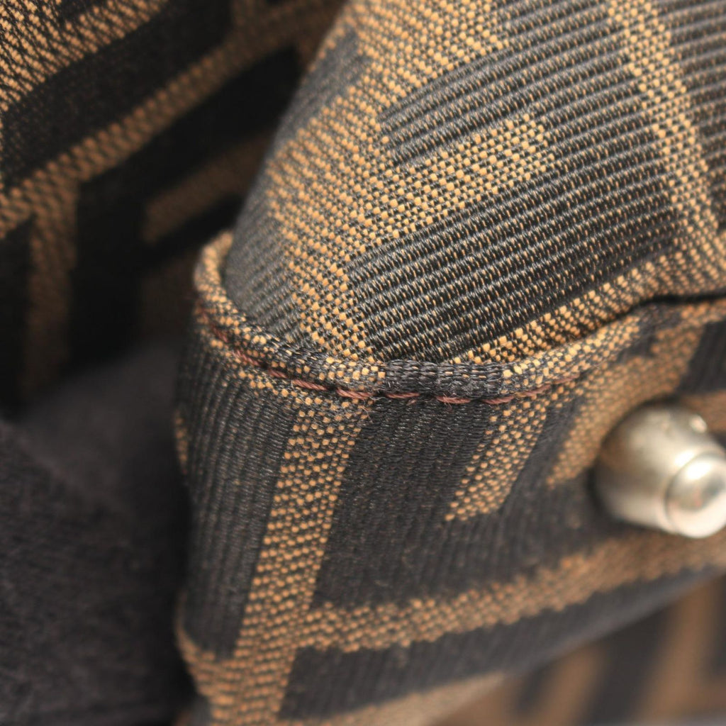 Fendi Tote Zucca Brown Black Canvas Leather Handbag — view 5