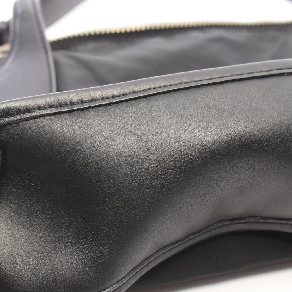 Prada Shoulder Bag Triangle Plate Black Nylon Leather Logo — view 6