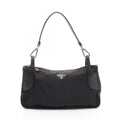 Prada Shoulder Bag Triangle Plate Black Nylon Leather Logo