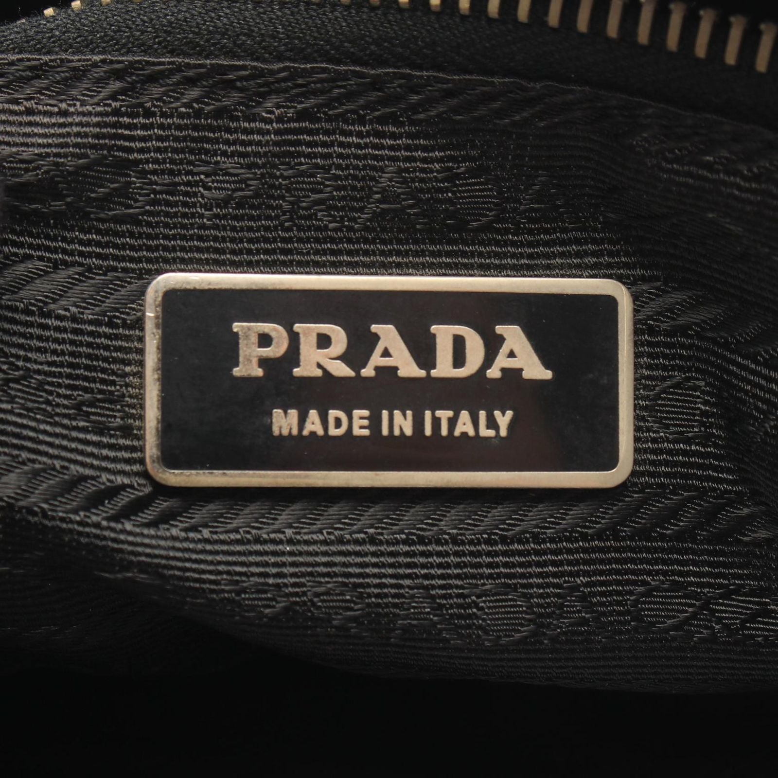 Prada Shoulder Bag Triangle Plate Black Nylon Leather Logo — view 4