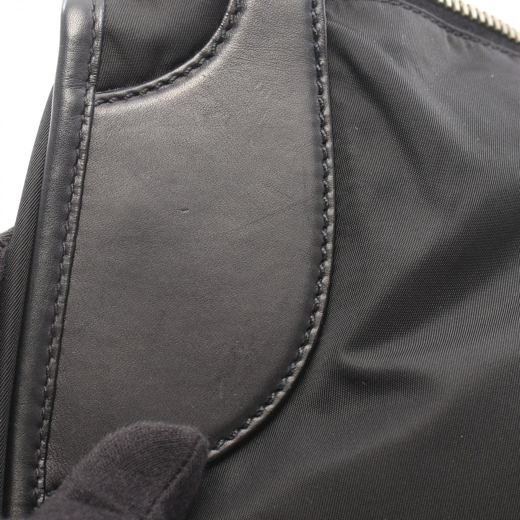 Prada Shoulder Bag Triangle Plate Black Nylon Leather Logo — view 8