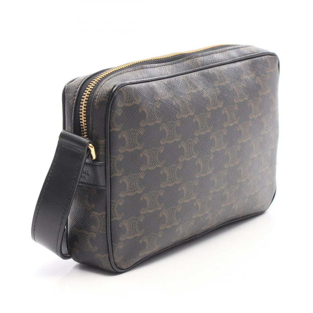 Celine Shoulder Bag Triomphe Medium Black Brown White Leather — view 2