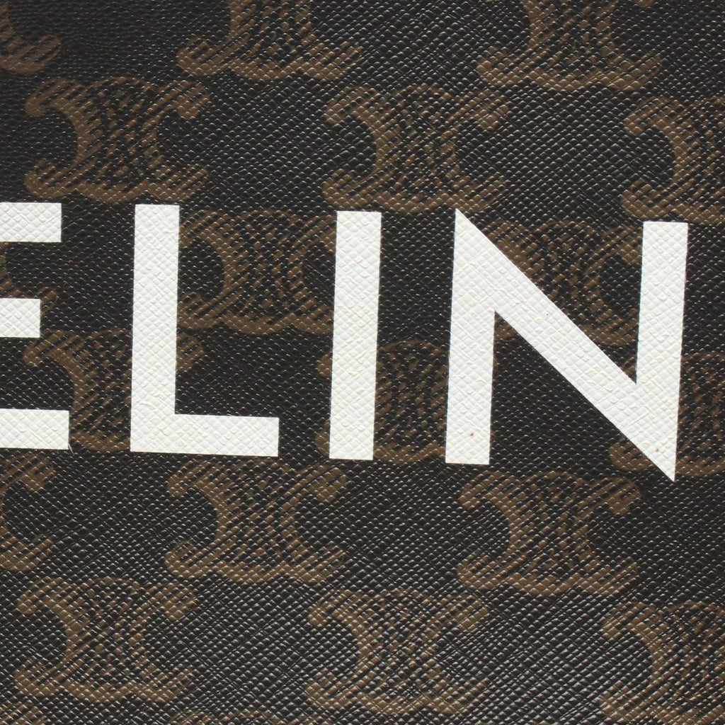 Celine Shoulder Bag Triomphe Medium Black Brown White Leather — view 8