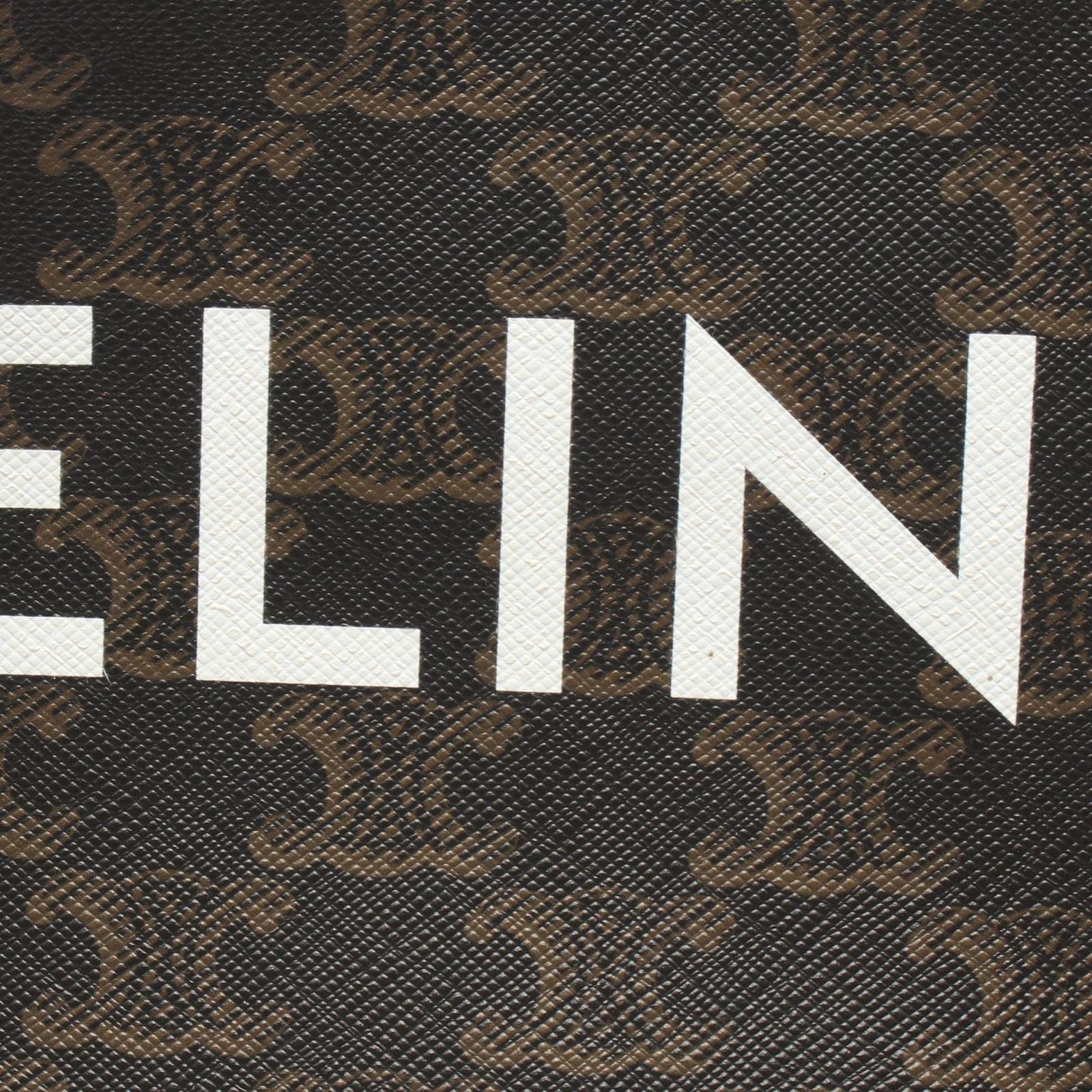 Celine Shoulder Bag Triomphe Medium Black Brown White Leather — view 8