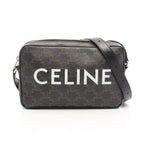 Celine Shoulder Bag Triomphe Medium Black Brown White Leather
