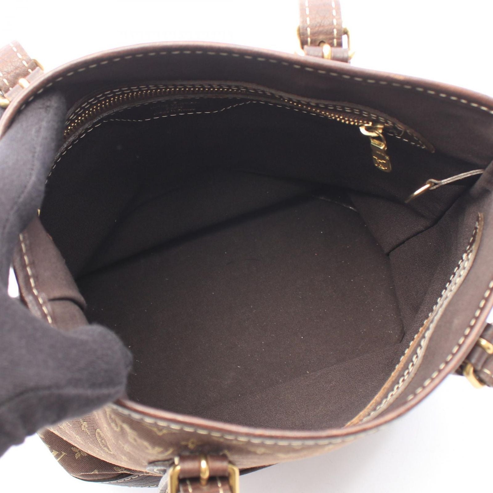 Louis Vuitton Tote Bag Bucket PM Monogram Mini Lin Ebene Canvas Leather — view 3