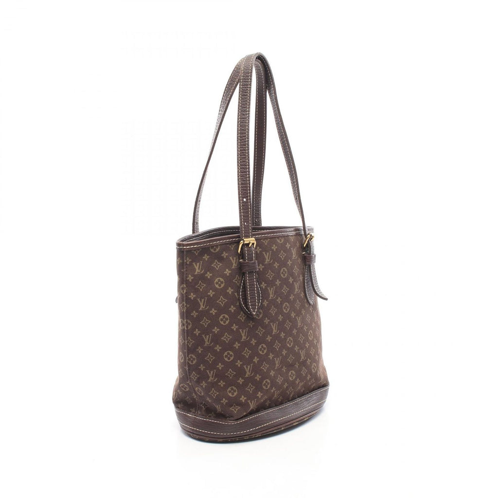 Louis Vuitton Tote Bag Bucket PM Monogram Mini Lin Ebene Canvas Leather — view 2