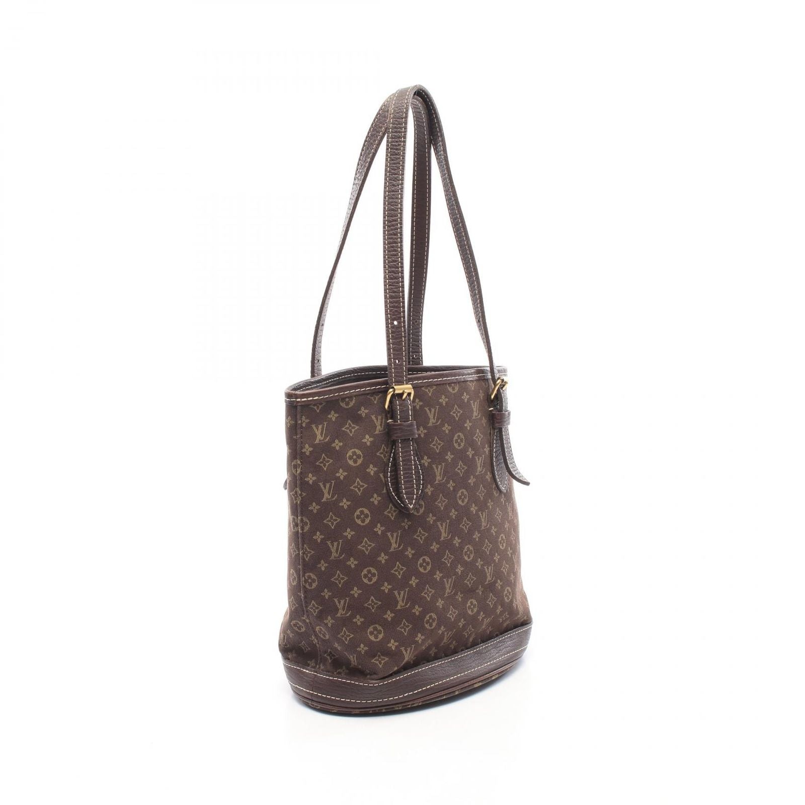 Louis Vuitton Tote Bag Bucket PM Monogram Mini Lin Ebene Canvas Leather — view 2