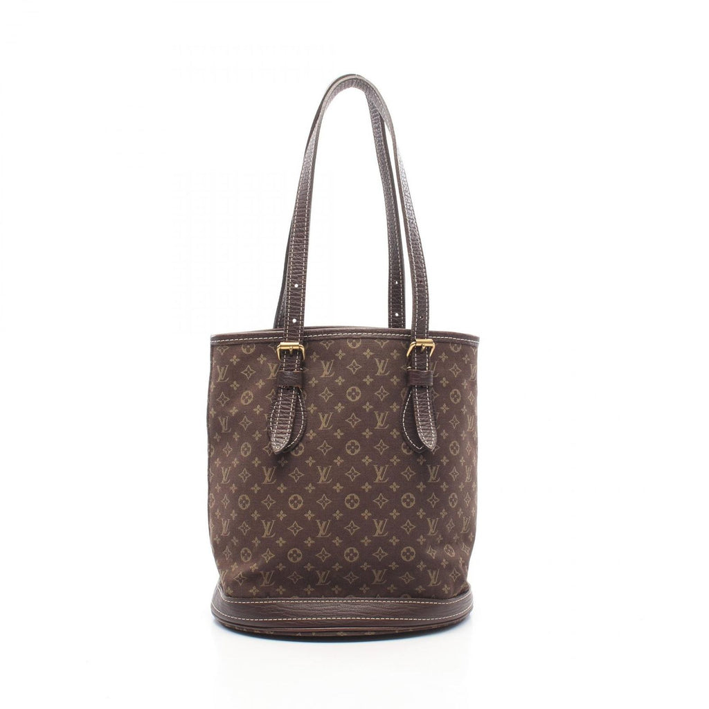Louis Vuitton Tote Bag Bucket PM Monogram Mini Lin Ebene Canvas Leather