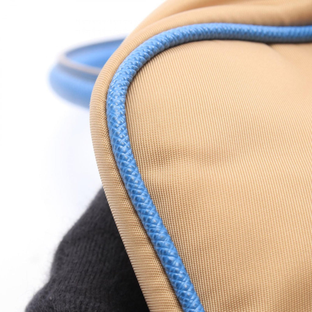 Prada Handbag Triangle Logo 2-Way Beige Light Blue Nylon Leather — view 5