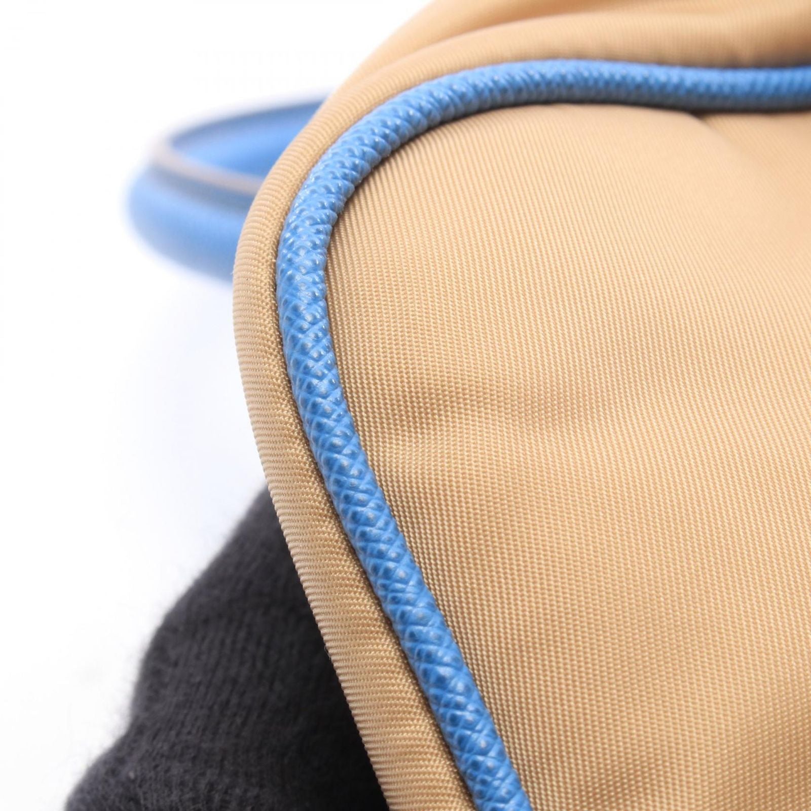 Prada Handbag Triangle Logo 2-Way Beige Light Blue Nylon Leather — view 5