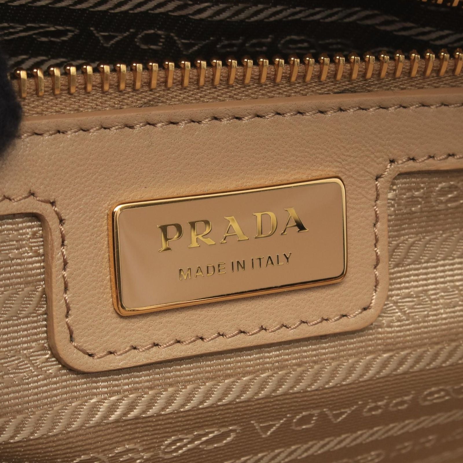 Prada Handbag Triangle Logo 2-Way Beige Light Blue Nylon Leather — view 4