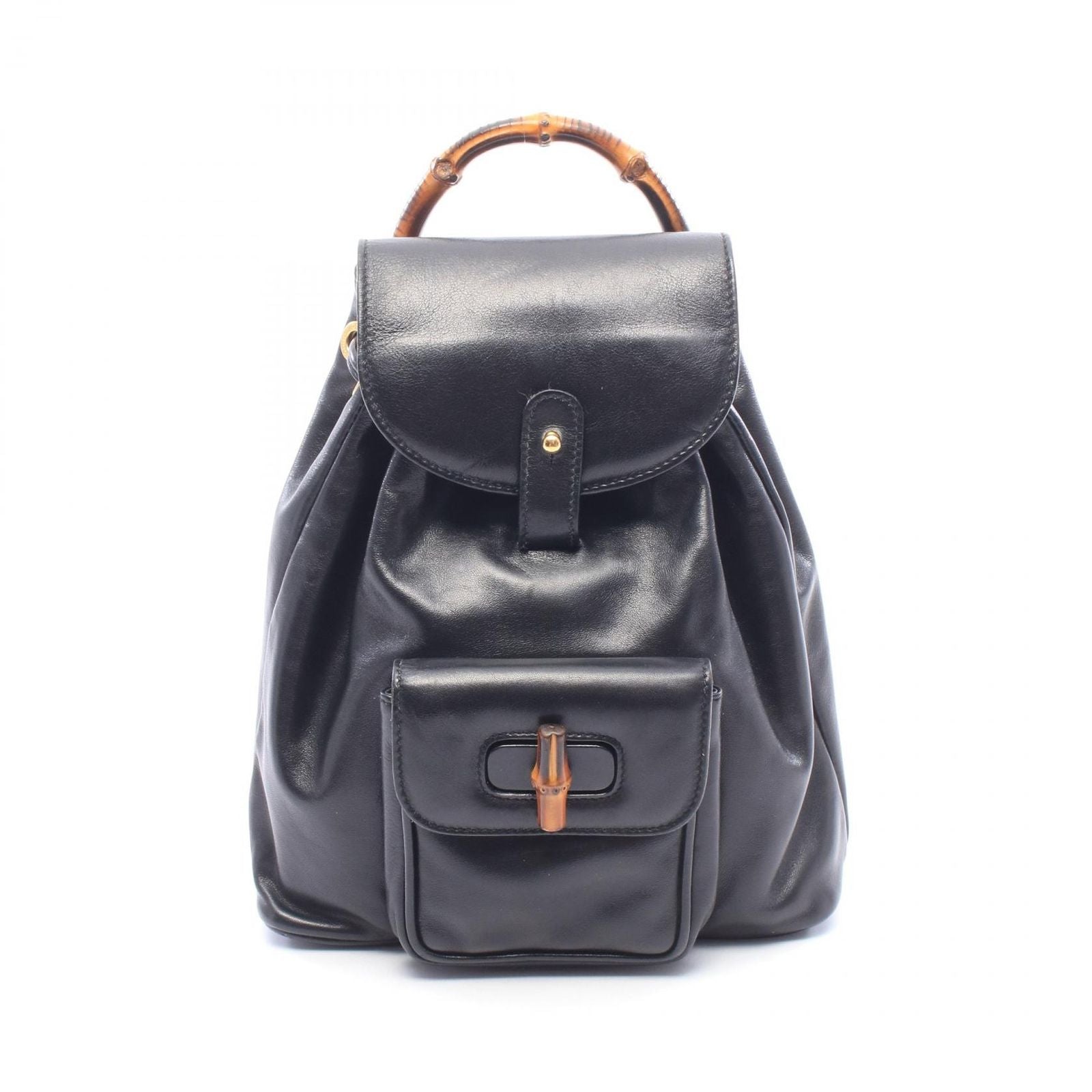 Gucci Backpack Bamboo 003 Black Leather