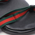 Gucci Waist Bag Logo Print Small Black Green Red Leather — view 5