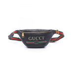 Gucci Waist Bag Logo Print Small Black Green Red Leather