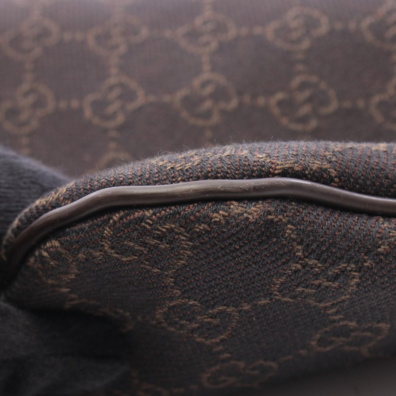 Gucci Shoulder Bag GG Pattern Dark Brown Canvas Leather — view 5