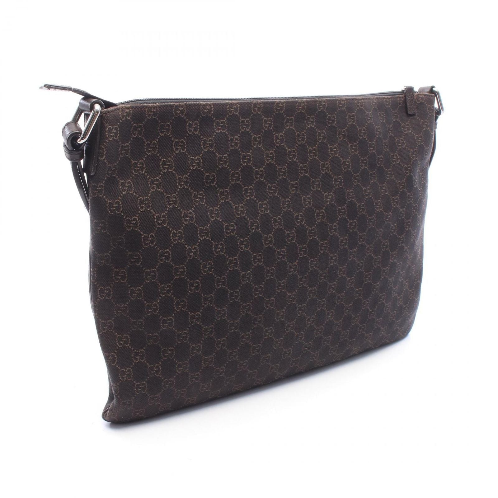 Gucci Shoulder Bag GG Pattern Dark Brown Canvas Leather — view 2