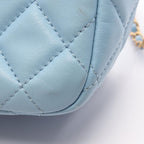 Chanel Shoulder Bag Quilted Small Hobo Light Blue Lambskin Chain — view 8