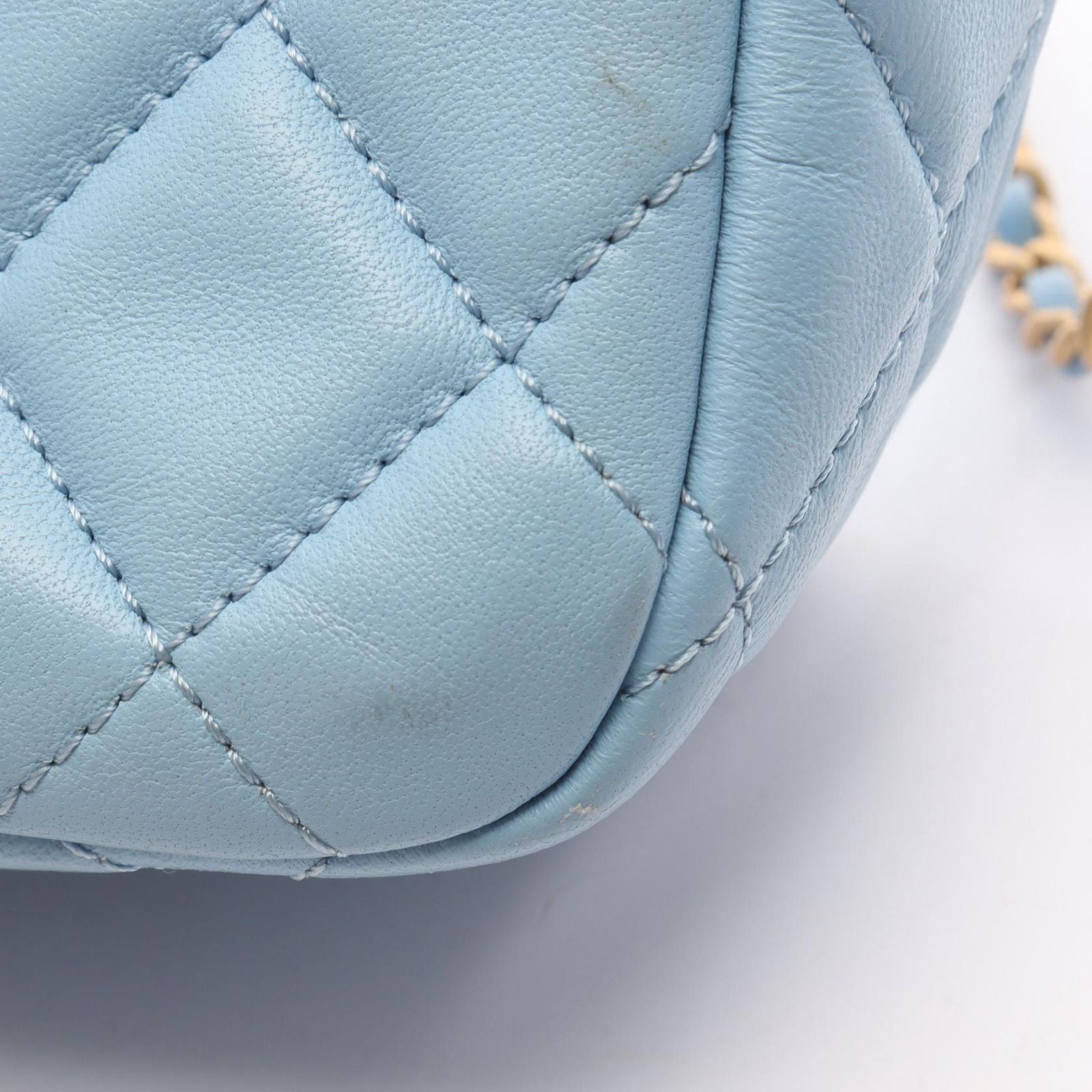 Chanel Shoulder Bag Quilted Small Hobo Light Blue Lambskin Chain — view 8