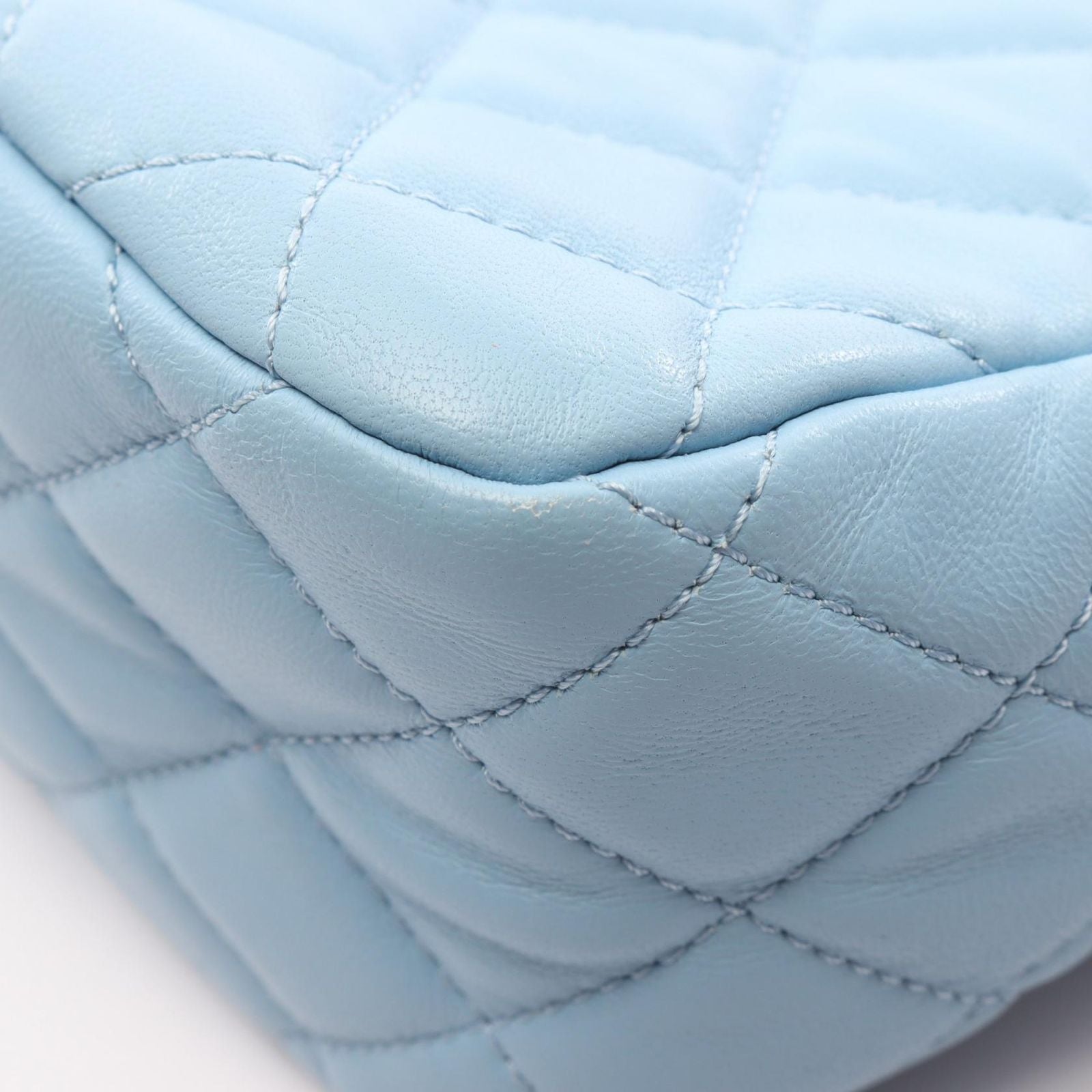 Chanel Shoulder Bag Quilted Small Hobo Light Blue Lambskin Chain — view 7