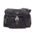 Prada Shoulder Bag Black Nylon Leather Triangle Logo