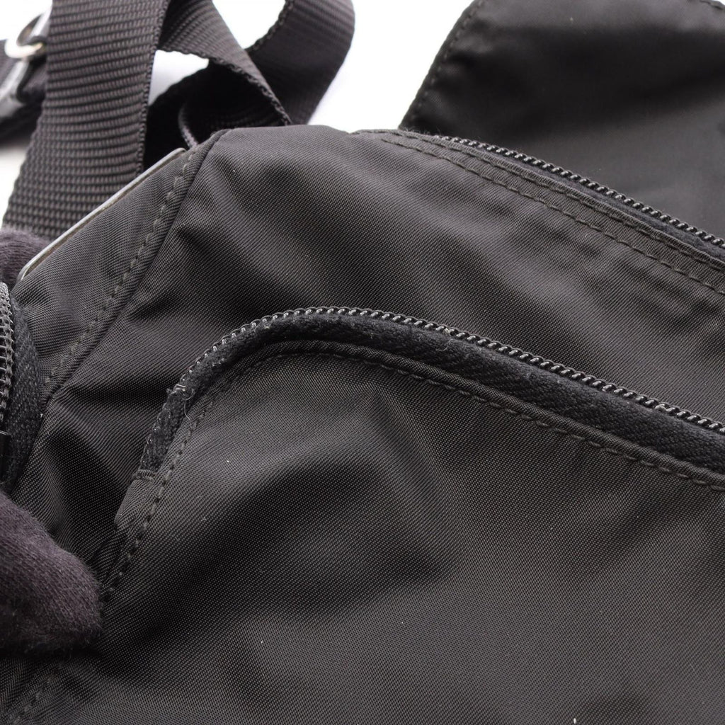 Prada Shoulder Bag Black Nylon Leather Triangle Logo — view 8
