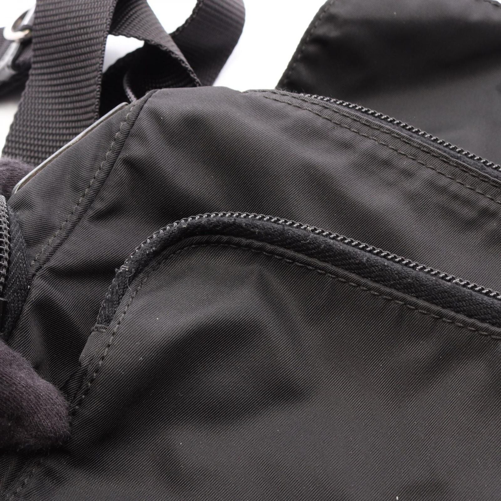 Prada Shoulder Bag Black Nylon Leather Triangle Logo — view 8