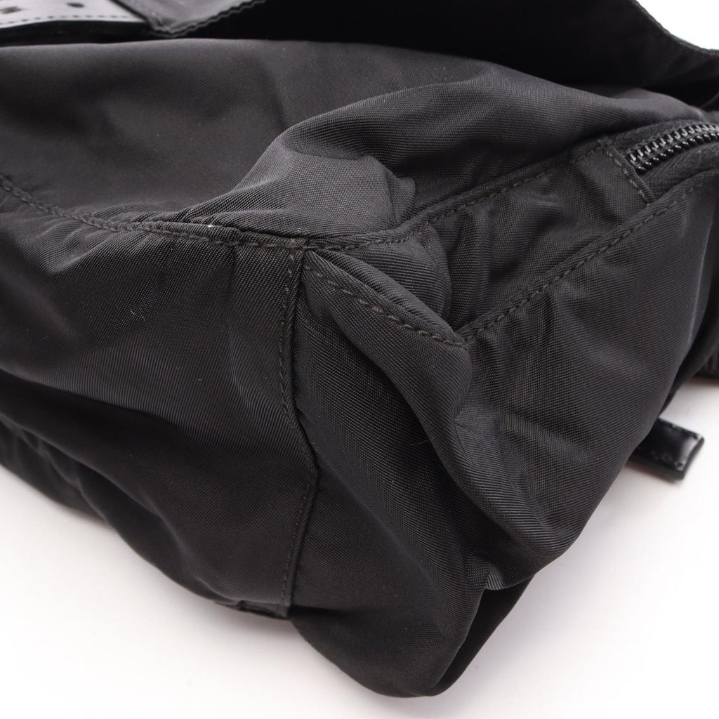 Prada Shoulder Bag Black Nylon Leather Triangle Logo — view 5