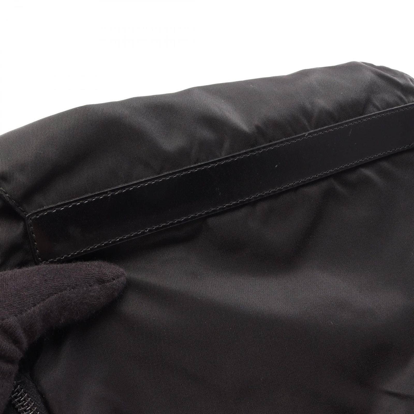 Prada Shoulder Bag Black Nylon Leather Triangle Logo — view 6