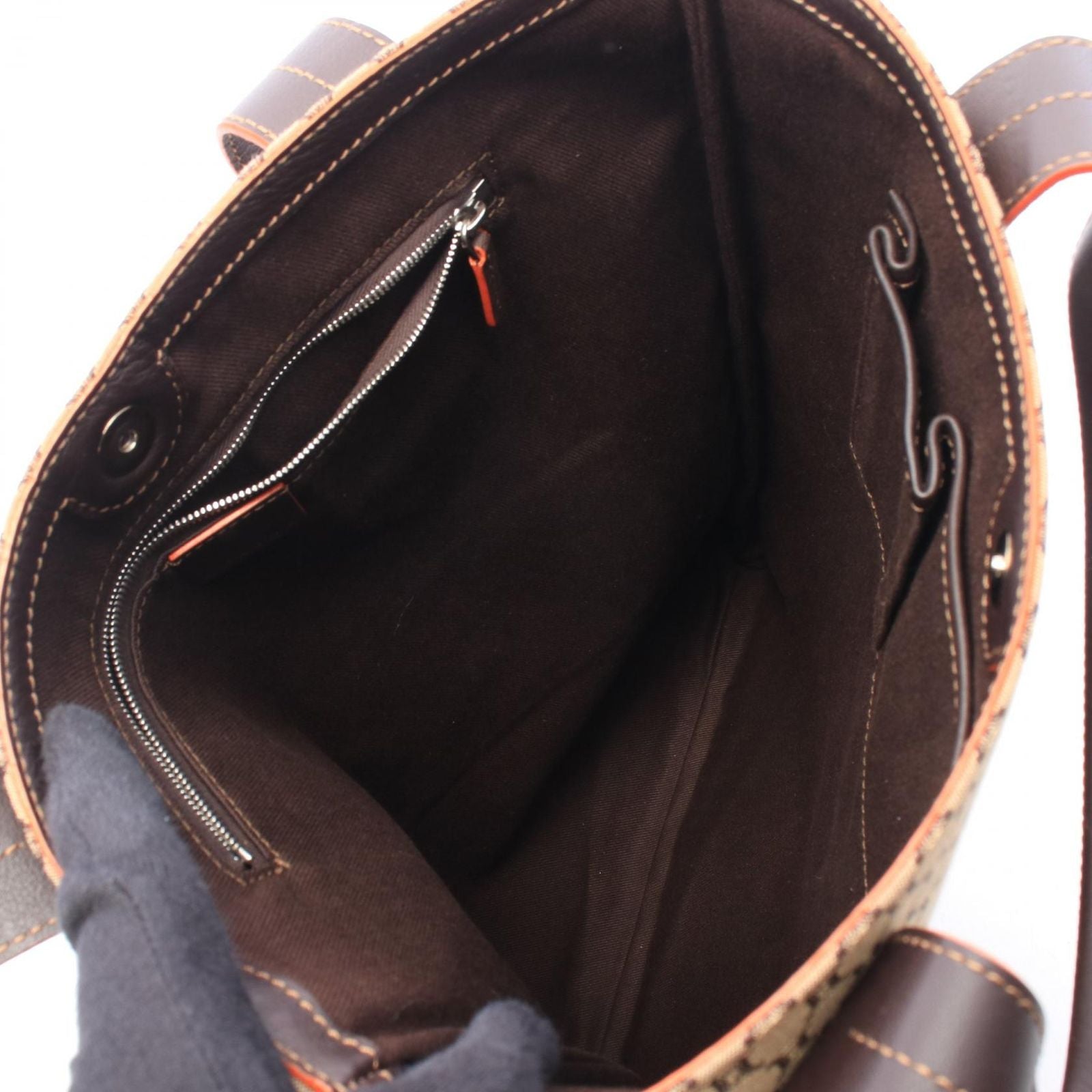 Celine Tote Bag Macadam Beige Dark Brown Canvas Leather — view 3