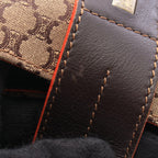 Celine Tote Bag Macadam Beige Dark Brown Canvas Leather — view 8
