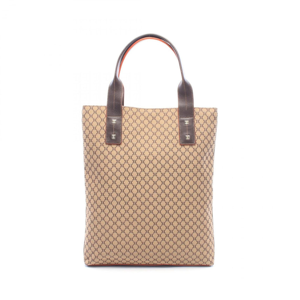 Celine Tote Bag Macadam Beige Dark Brown Canvas Leather